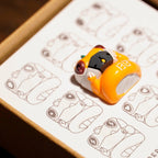 Chomper Evangelion Unit 00 artisan keycap close-up on Chomper sketch illustration card