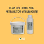 Jesmonite base and AC100 liquid materials used in Artzei Studio artisan keycap workshop Singapore