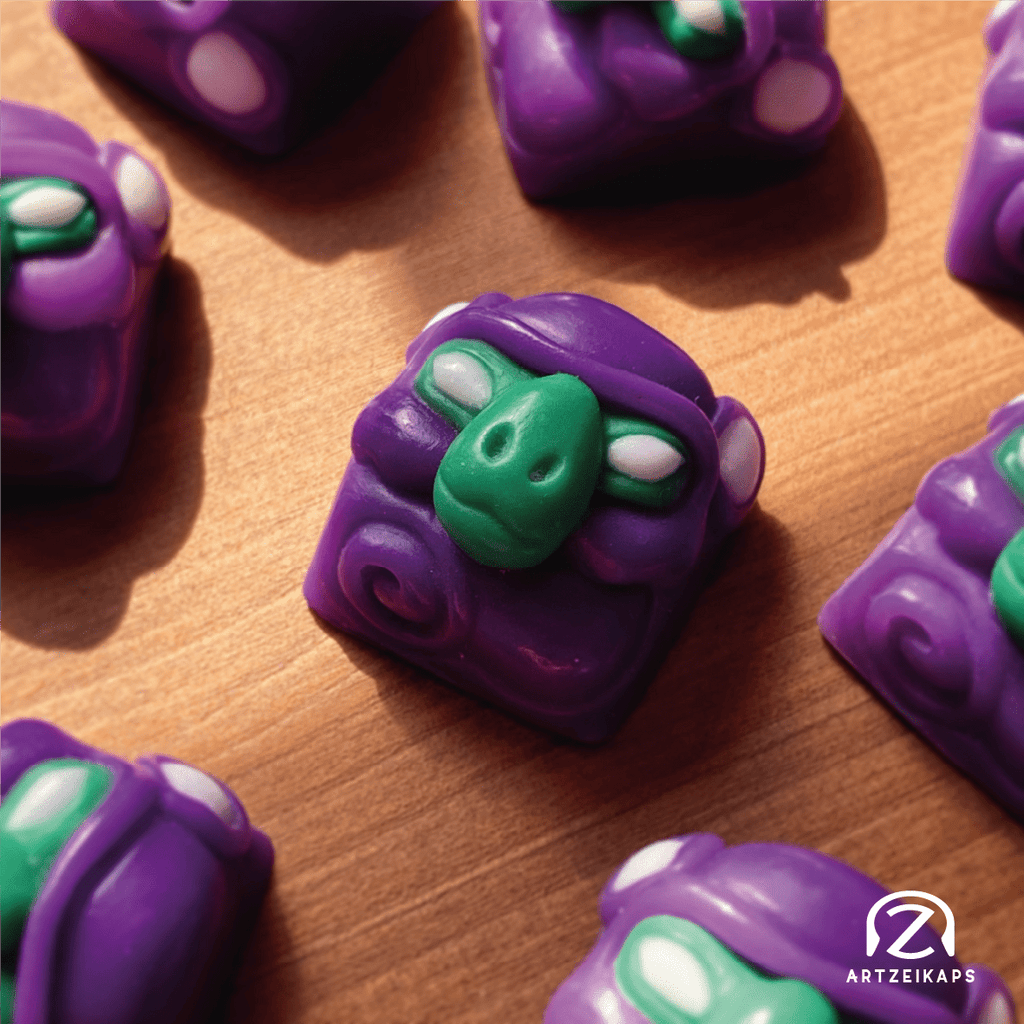 Smunkey OG artisan keycap resin keycap on wooden table background