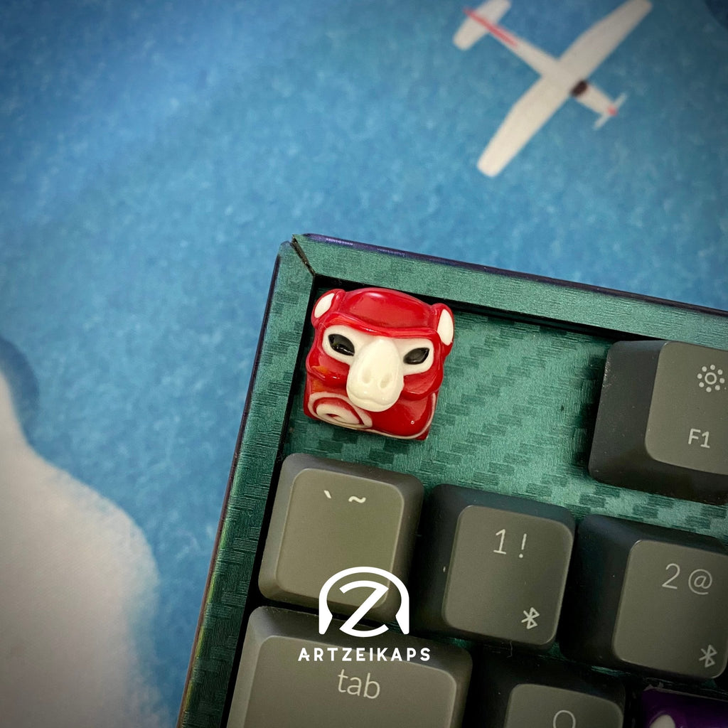Smunkey artisan keycap SOSD 2021 fundraiser edition mounted on blue mechanical keyboard