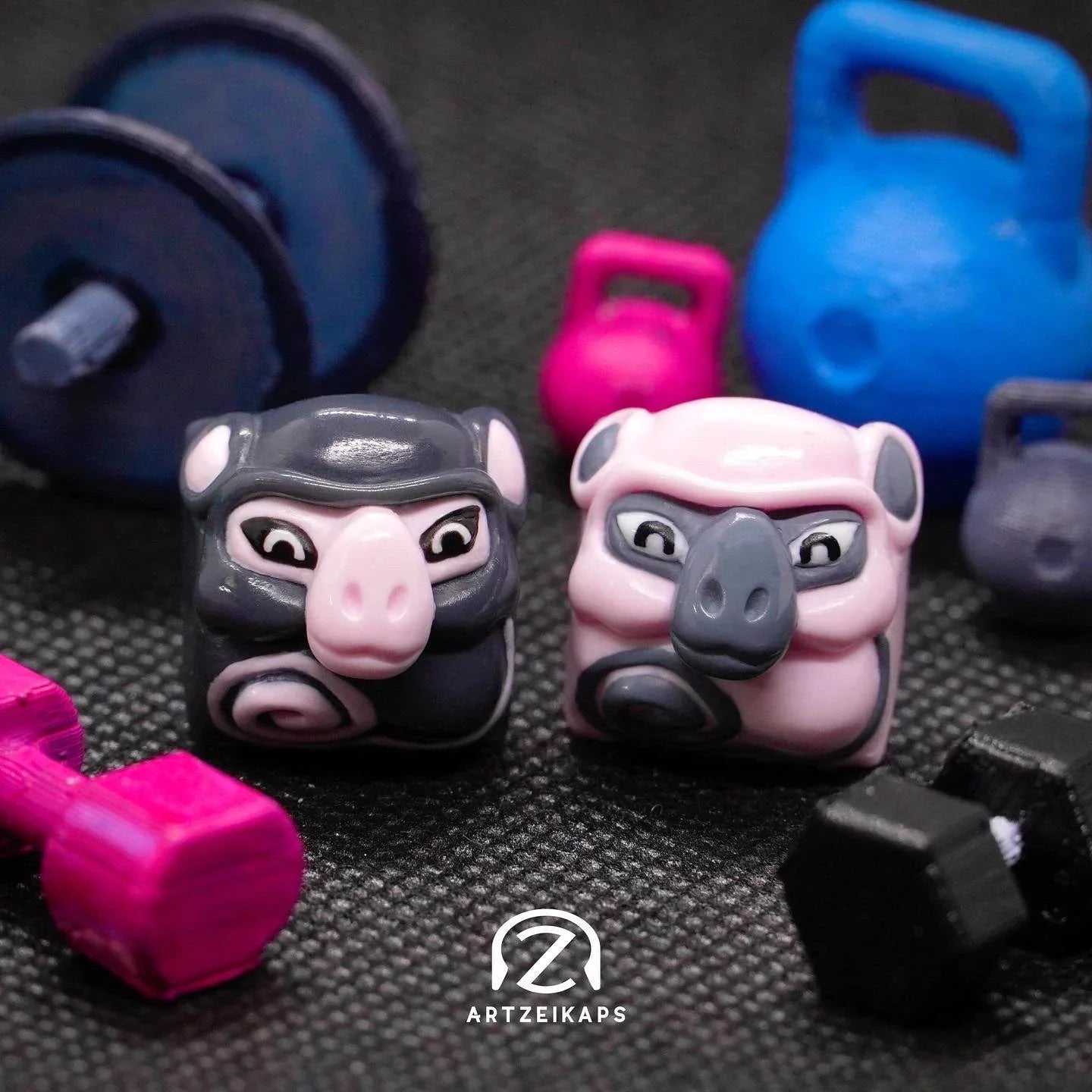 Smunkey Fitness Light and Dark artisan keycap at the gym 